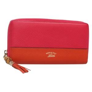 GUCCI Bamboo Long Wallet Leather Pink Gold 307984 Auth am8849